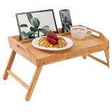 ROSSIE HOME Large Wood Bed Tray   Natural Bamboo,