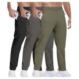 3 Pack Mens Athletic Hiking Pants with Zipper Pock