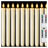 Homemory 12 Pcs Real Wax Flameless Taper Candles w