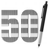 50 Pcs Black Pens, 1.0mm Retractable Ballpoint, Fi