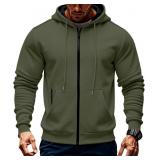 Small Mens Fleece Hooded Sweatshirt Winter Full Zi