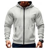 XXL Mens Fleece Hooded Sweatshirt Winter Full Zip