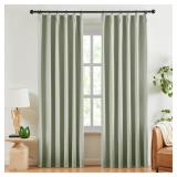 Jubilantex Faux Linen Blackout Curtains Green Pinc
