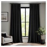 ANRODUO Black Velvet Curtains 96 Inches Long 2 Pan