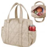 Quilted Puffer Lunch Bag for Women, Insulated Lunc