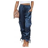 Size large CHARTOU Women Harem Pants Pleated Loung