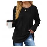 XL Fantaslook Womens Tops Textured Long Sleeve Shi