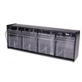 deflecto Tilt Bin Plastic Storage System w/4 Bins,