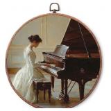 IDUXIY Elegant Lady Playing Piano Wall Art Decor,
