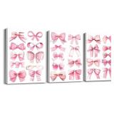 Feelyou Pink Bowknot Canvas Wall Art for Living Ro
