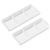 Cabilock 2PCS Ceramic Divided Sauce Dish, 3-Grid R