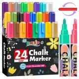 24 Pack Chalk Markers, 6mm Reversible Liquid Chalk