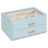 AKOZLIN Jewelry Box with Clear Lid Functional Leat