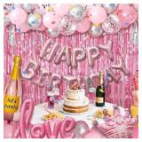 LOT OF 3 Pink Birthday Party Decorations Set for W