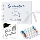 BOOK IS BLUE 12 Pcs 2026 Graduation Guest Book wit