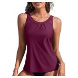 Size Medium Asoul Mesh High Neck Tankini Tops for