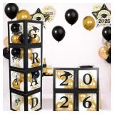 Grad Balloon Boxes for Balloon Arch Kit Black Gold