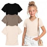 Size 13/14 3 Pack Girls Short Sleeve Shirts | V Ne