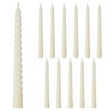12 Piece Creamy White Twist Taper Candles, 2 Boxed