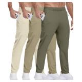 Small 3 Pack Mens Athletic Hiking Pants with Zippe
