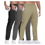 Large 3 Pack Mens Athletic Hiking Pants with Zippe