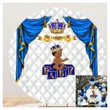 6.5x6.5ft Royal Prince Baby Shower Round Backdrop