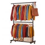 Sywhitta Double Rod Metal Clothing Garment Rack on