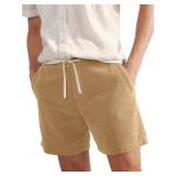 PLEPAN Mens Corduroy Shorts 5 Inch Casual Elastic