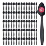 Prestee 300 Black Plastic Spoons Bulk - Durable Di