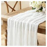 LOT OF 5 White Table Runner, 10FT Ivory White Chee