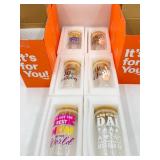 6 pack of custom glass cups with lids and straws ,