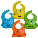 LOT OF 2   Set of 4 Silicone Baby Bibs. Babies ide
