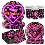 Valentines Day Plates and Napkins Sets: 96Pcs Vale