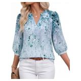 Size XL VALOLIA Womens Blouses Dressy Casual 3/4 S