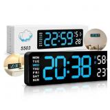 Digital Wall Clock Large Display, Big LED Numbers