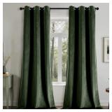EMEMA Olive Green Velvet Blackout Curtains 2 Panel