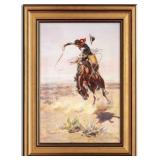 Vintage Gold Framed Cowboy Canvas Wall Art Western