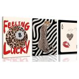 SHAJANYOU 3Pcs Red Leopard Canvas Wall Art Y2k Tre