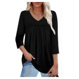 Size large Lylinan Womens V Neck 3/4 Sleeve Tunic