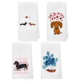 kunlisa Funny Dachshund Dish Towels Set of 4,Weine