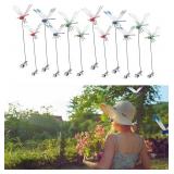 12 Pack Dragonfly Clip,3D Dragonfly Garden Stakes