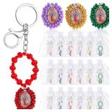 Nosiny 12 Sets Catholic Keychains with Rosary Bead