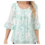 Size Large VALOLIA Womens 3/4 Sleeve Blouses Tops
