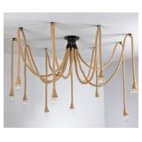 Retro Style 10 Heads Pendant Light Hemp Rope Chand