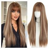 7JHHWIGS 28in Warm Brown Blonde Highlight Long Str