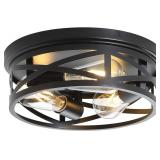 EMONG Farmhouse 3-Light Black Flush Mount Ceiling
