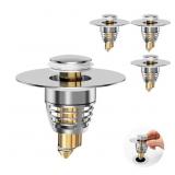 (4-Pack) Universal Bathroom Sink Stopper with Anti