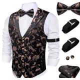 Size Large Barry.Wang Mens Silk Vest Bowtie Sleeve