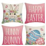 (4 packs of 4) Pink Happy Easter Throw Pillow Cove
