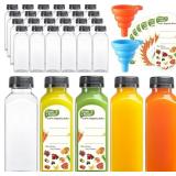 24 PACK, 12 OZ Reusable Thicker Plastic Juice Bott